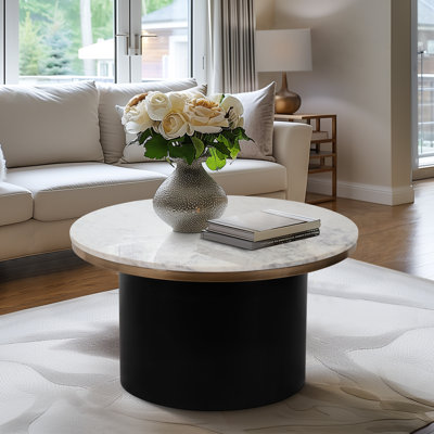 Modern Coffee Table or Side Table with Iron, Marble and Wood