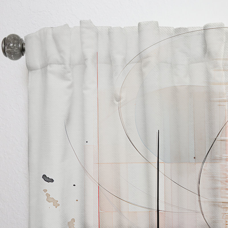 Asian Art Seashell Sumi I - Asian Art Curtain - Velvet Room Darkening - 1 Panel, 52" W x 84" L