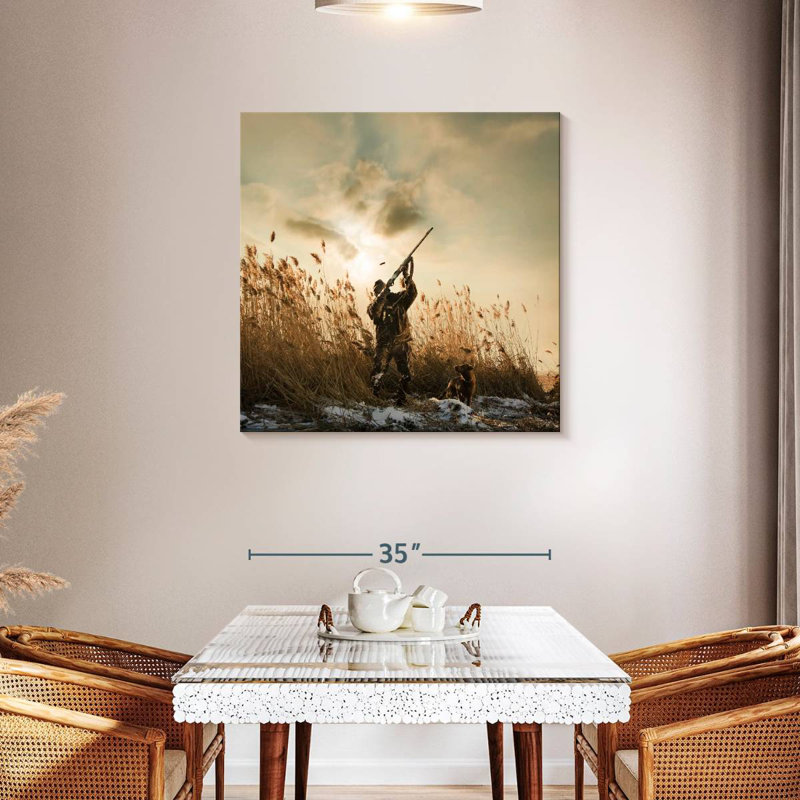 Duck Hunter And Dog, 36" H x 36" W