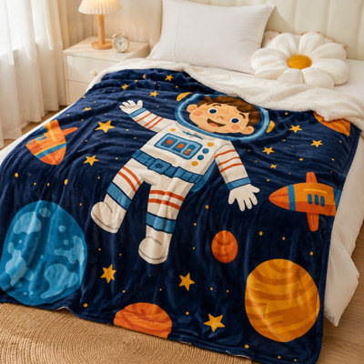 Mignon astronaute mignon, motif de planètes de l'espace, douillette douillette pour canapé, canapé, chambre à coucher, décoration de salon