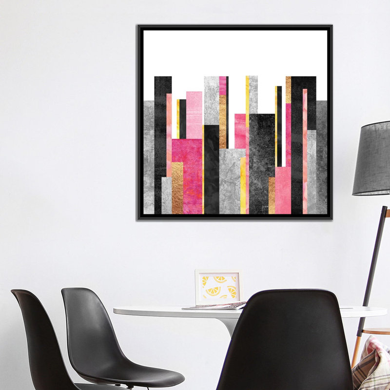 Skyline, impression sur toile tendue, H 18 po x l 18 po x P 1,5 po, Toile avec cadre noir, Pas de tapis