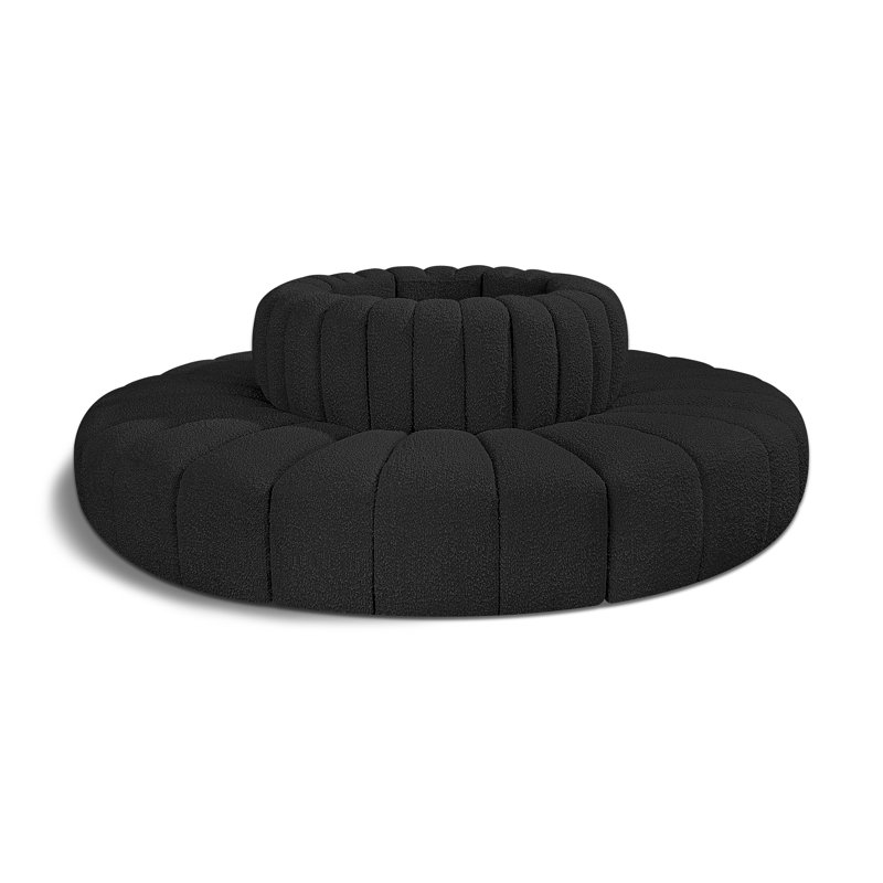 Hite Upholstered Curved Sectional Reversible, Black Boucle Fabric