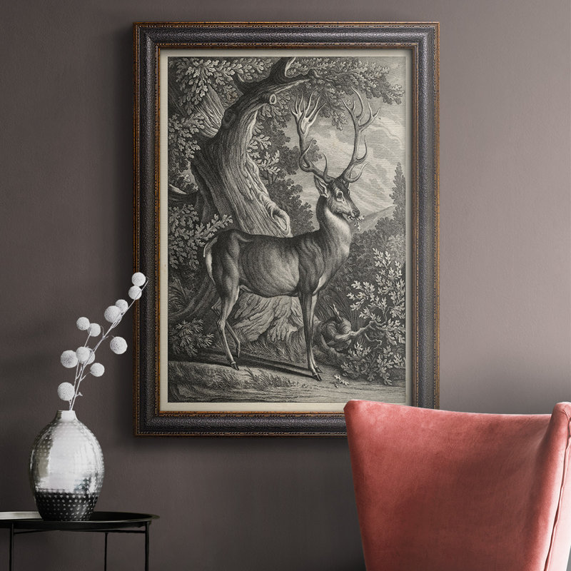 Toile encadrée de qualité supérieure Woodland Deer I - prête à être accrochée, H 27 po x l 18 po x P 2,5 po