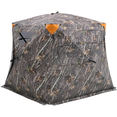 Hunting Blind, 270° See Through Ground Blind, 4-5 Person Pop Up Deer Blind for Hunting with Carrying Bag, Portable Resilient Hunting Tent, One-Way See-Through Mesh for Turkey and Deer Hunting