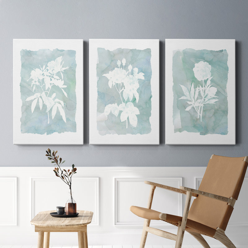Silhouette Botanical I - Ensemble de 3 reproductions sur toiles tendues, H 27 po x l 54 po x P 1 po