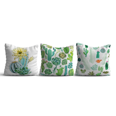 Ensemble de housses de coussin élégantes (3 pièces), 50% coton, 50% polyester | Lavable à la machine, repassable, impression numérique | Parfait pour la décoration intérieure, le salon et la chambre à coucher