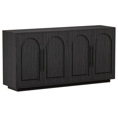 Solid Wood Sideboard Cabinet TV Console Black Pine Wood by Blu West