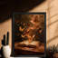 Reproduction d'art encadré noir avec papillon doré et livre mystique-207357794