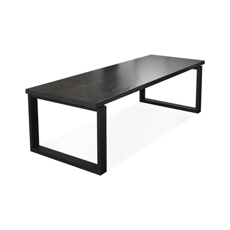 Black Rectangular Solid Wood Desk, 29.53" H x 86.61" W x 35.43" D