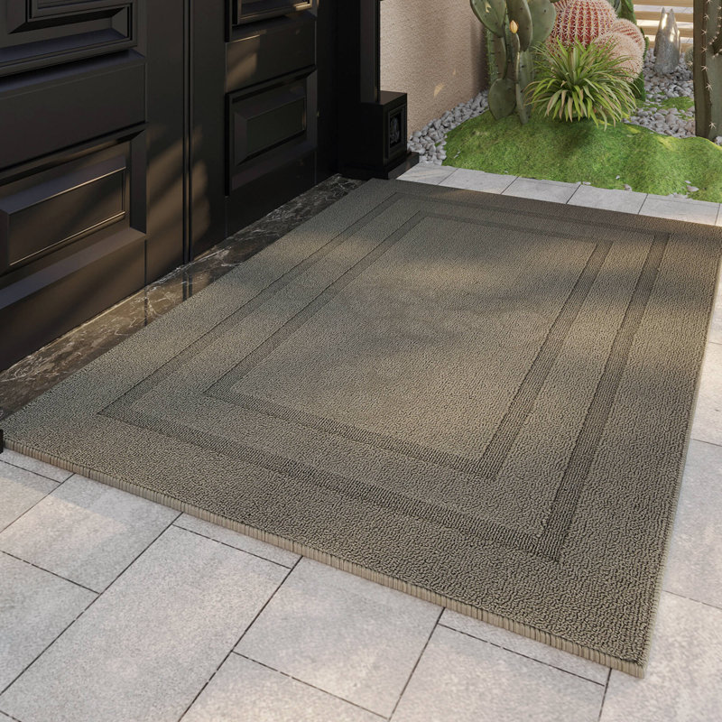 Non-Slip Geometric Indoor / Outdoor Doormat, Grey, 40cm W x 60cm L