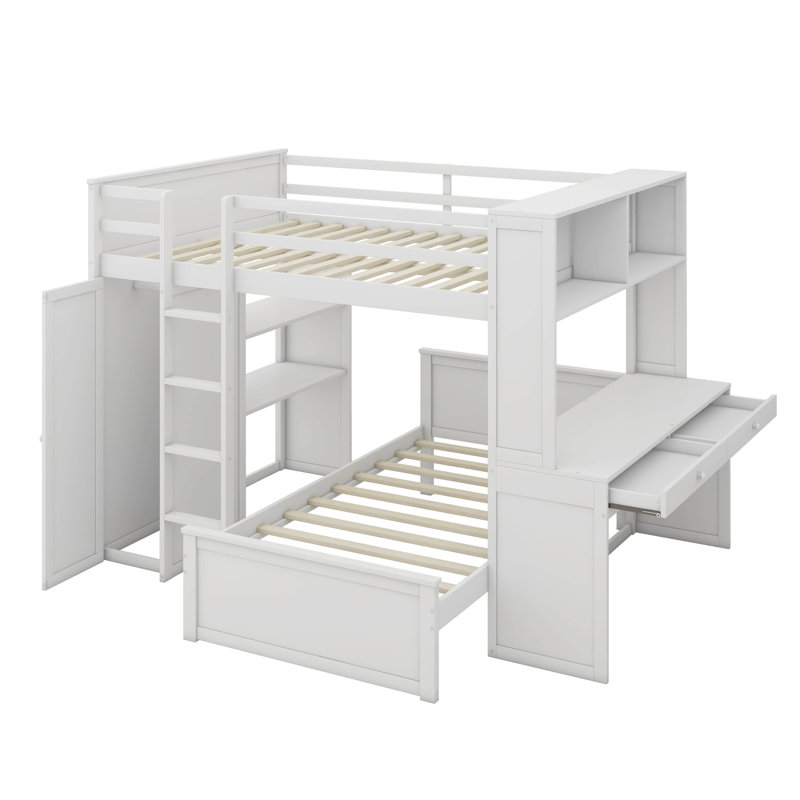 Hamood Kids Full Bunk Bed with Drawers, White