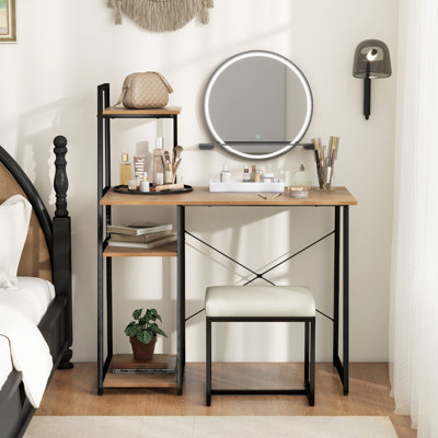 Rangement, table de jeu, bureau en bois, travail d'écriture, bureau d'école avec tablettes, fournitures scolaires