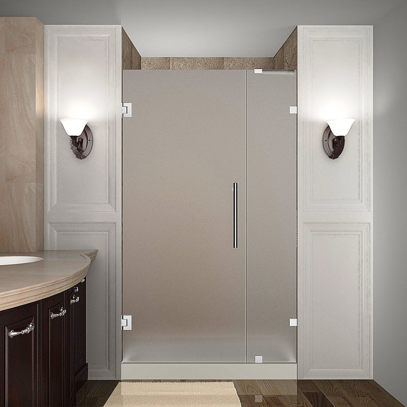 Nautis 30" x 72" Hinged Completely Frameless Shower Door, Chrome