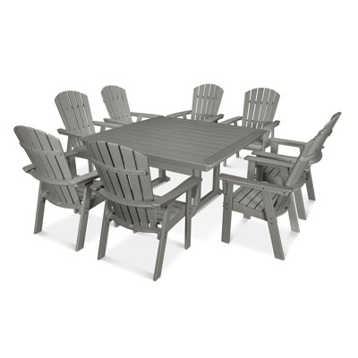 Ensemble de salle à manger POLYWOOD Nautical Curveback Adirondack avec pieds en tréteaux