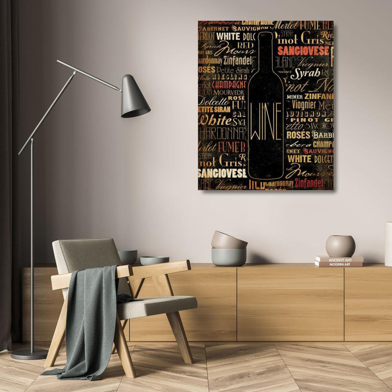 Toile tendue avec toile Trinx Gray, Jace, titre: WINE 1, H 24 po x l 20 po