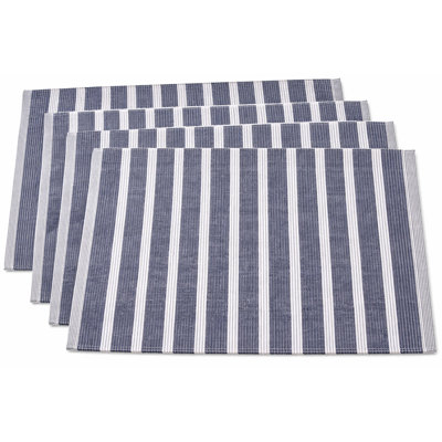Napperons en coton rayé bleu marine l 14 po x L 20 po, ensemble de 4