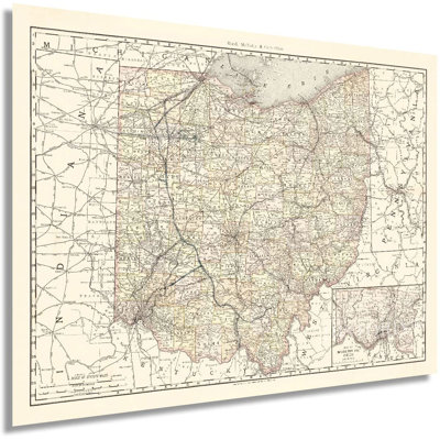 " Vintage 1894 Ohio Map Poster "