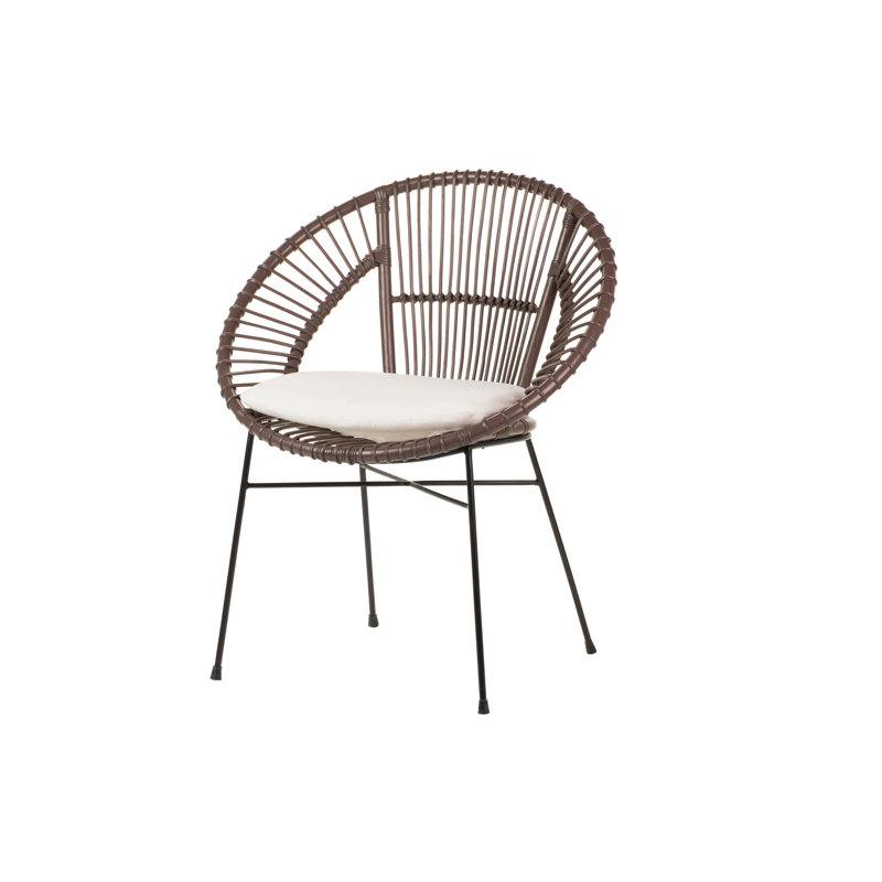 Pantaleon Upholstered Slat Back Dining Chair, White, Dark Brown