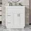 Meuble-lavabo autoportant élégant avec charnières à fermeture en douceur, rangement réglable et lavabo en résine