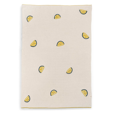 Clementine Lemon Embroidered Knit Baby Blanket