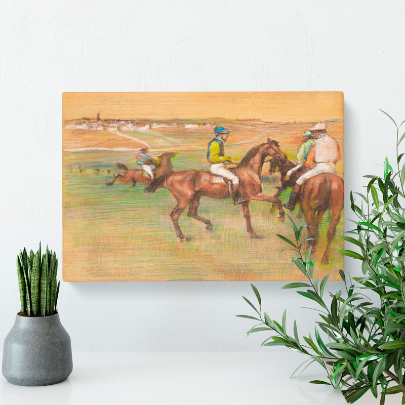 Race Horses by Edgar Degas - Wrapped Canvas Painting, 50cm H x 76cm W x 3cm D