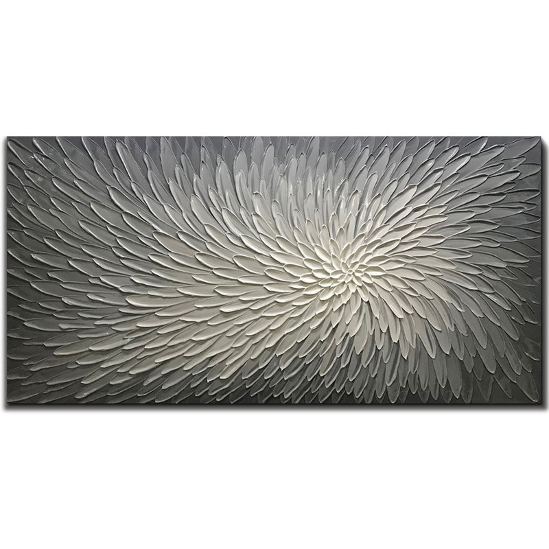 Peintures à l'huile abstraites texturées - gris, Gris