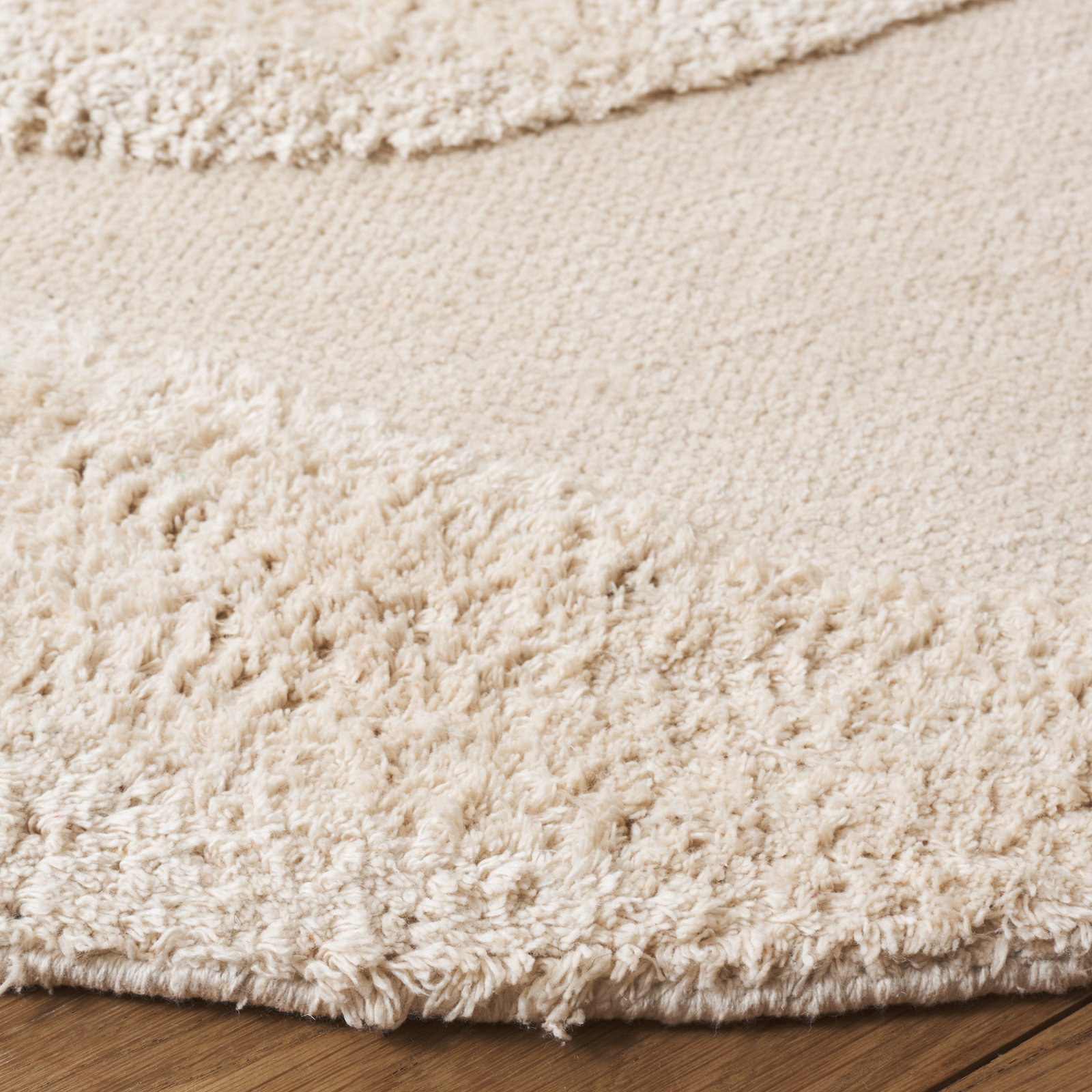 Moura Ivory Washable Hand-Woven Cotton Rug, Round 6'