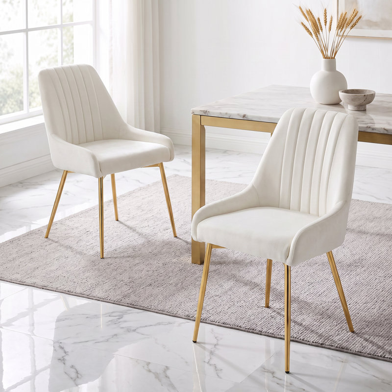 Chaise de salle à manger Maulsby, Blanc cassé / blanc, 2