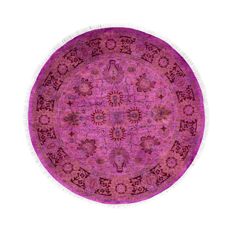 Tapis rond en laine unique 4 pi 1 po x 4 pi 1 po Huckstep