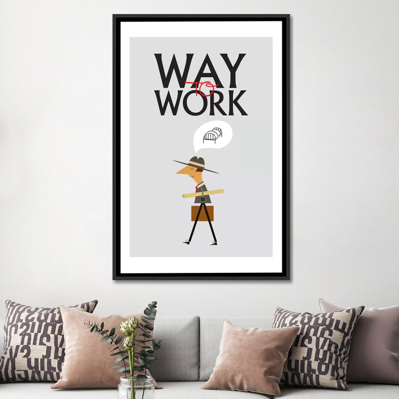 «Way To Work», impression sur toile, H 60 po x l 40po x P 1,5 po, Toile avec cadre noir, Pas de tapis