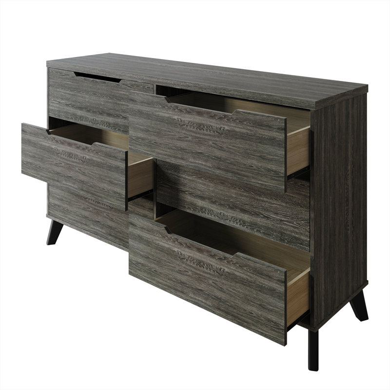 Ihor 58.46'' W 6 - Drawer Dresser, Dark Gray