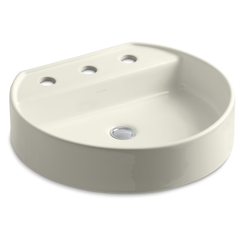 Chord Wading Pool Vessel Bathroom Sink, Biscuit, 8" Centers