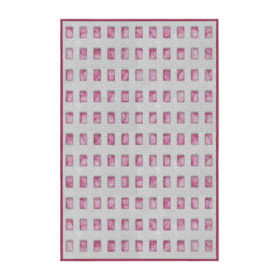 Tapis rose/zone grise à motifs