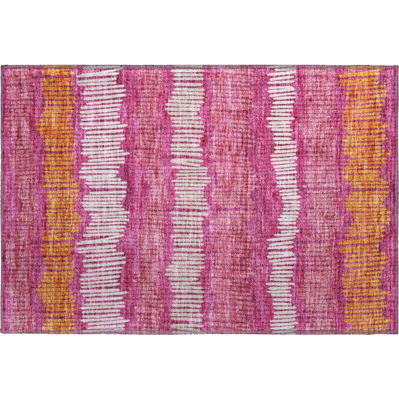Premium Machine Washable Prisco Blush Rug, Rectangle 1'8" x 2'6"