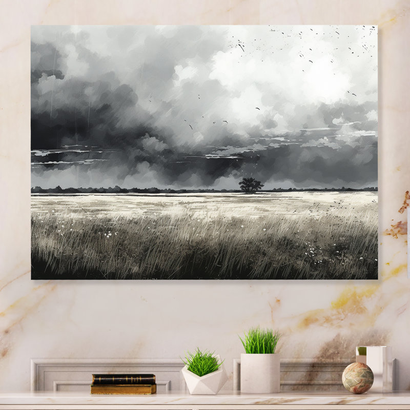 " Gray Storm Meadow Charm ", 24" H x 32" W x 1" D
