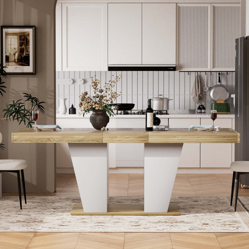 Table de salle à manger extensible en bois avec étagères latérales, pouvant accueillir dix personnes, mobilier de cuisine moderne