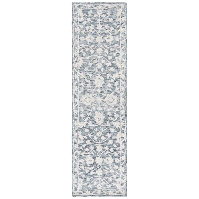 Marquee 509 Hand Tufted Wool/Cotton/Pet Yarn Oriental Rug in Navy/Gray, Runner 2'3" x 8'