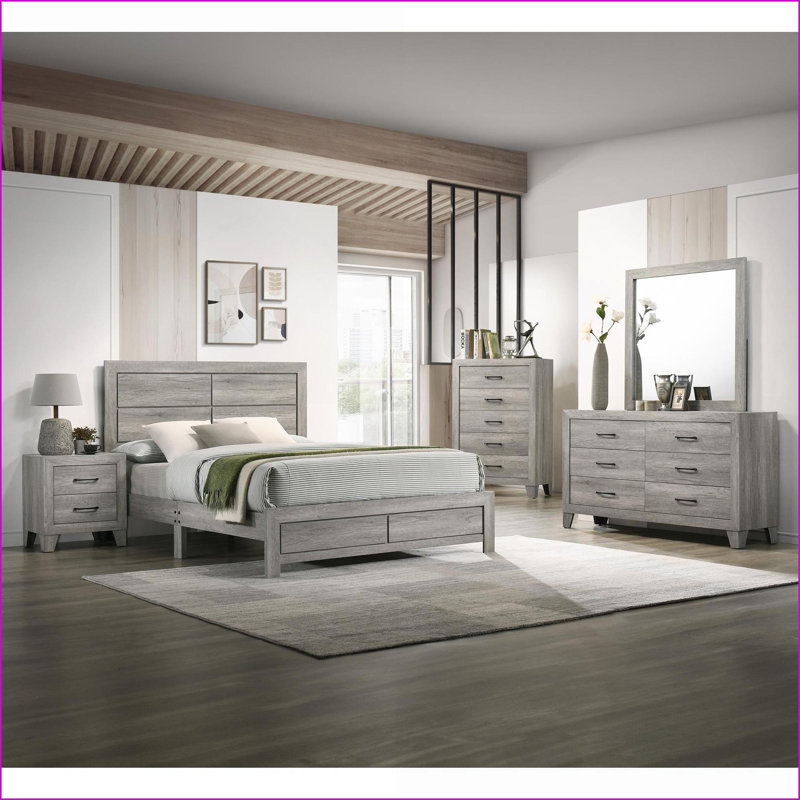 Rangement pour chambre à coucher 2 tiroirs Rustic Gray, Gris