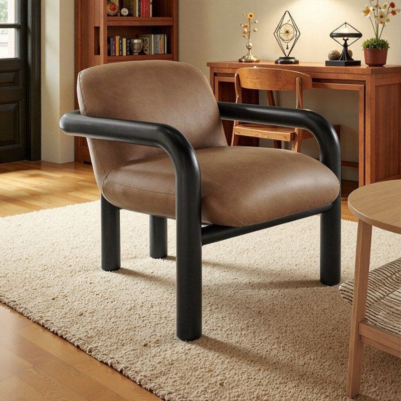 Chaise longue moderne avec accoudoirs arrondis - courbes sculpturales, Noir