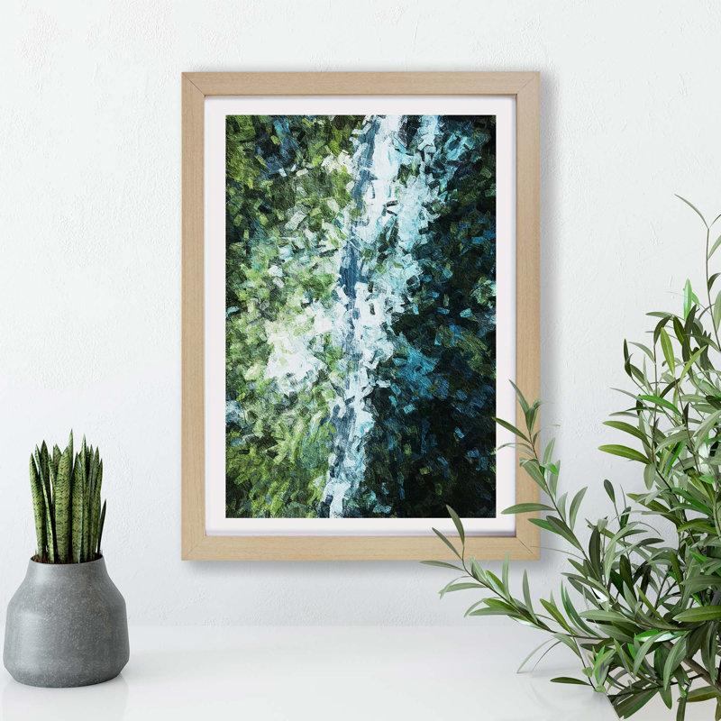 Forest Road in Abstract - Framed Print, 45cm H x 63cm W x 2cm D, Oak