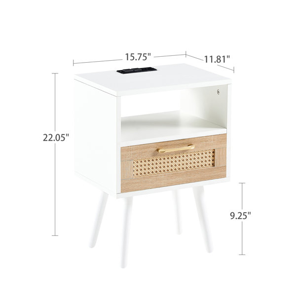Latitude Run® 15.83" End Table With Drawer & . Modern Nightstand Solid ...