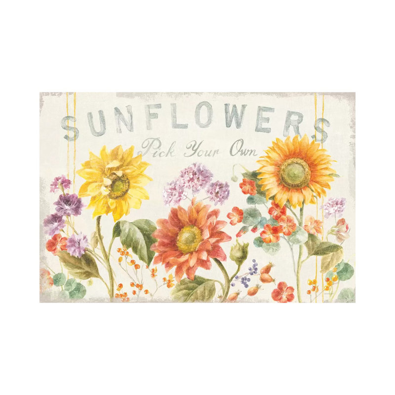 Floursack Autumn IX Sunflowers by Danhui Nai - Wrapped Canvas Print, 66.04 cm H x 45.72 cm W