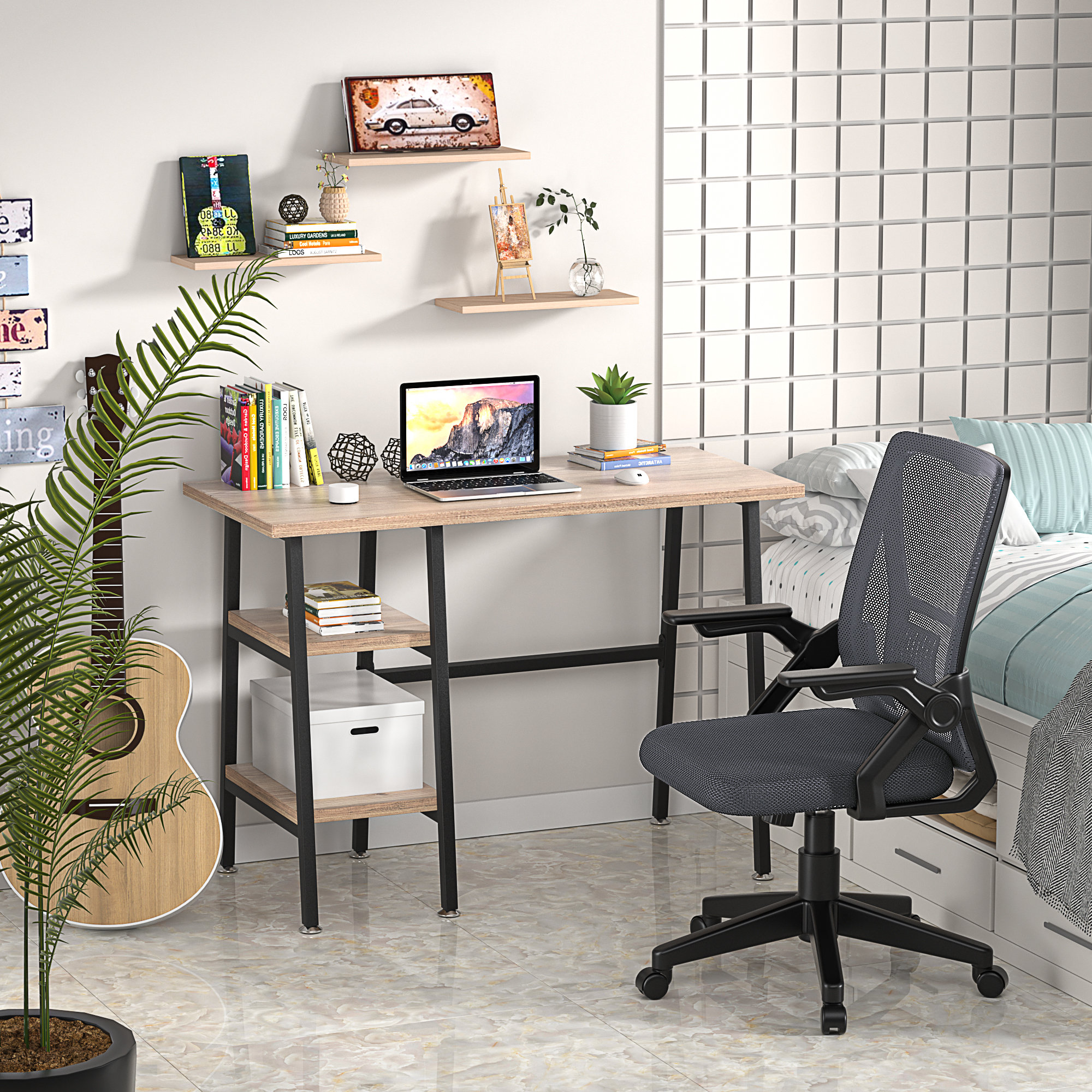 Home office desk discount and chair set