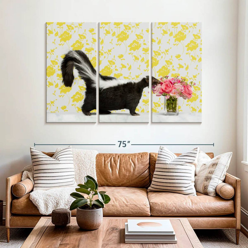 Brampt Skunk And Roses, 42" H x 65" W