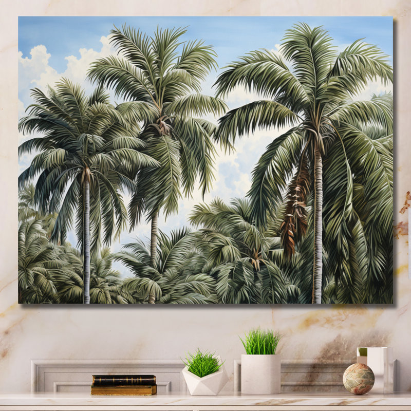 Palmiers à la plage V sur toile, Toile tendue, H 34 po x l 44 po x P 1,5 po