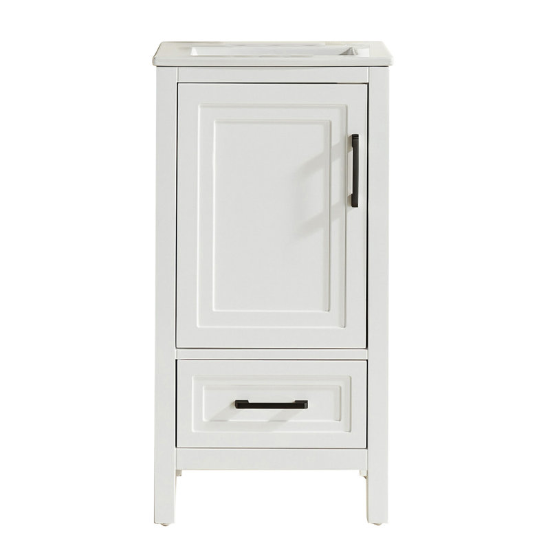  Collection Waverley Hill - Meuble-lavabo simple encastrable blanc 18 po avec poignée en marbre de Carrare, Gris