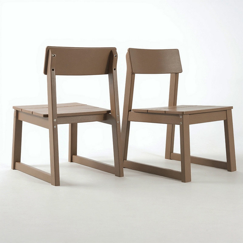 Ensemble de 2 chaises de salle à manger intérieures / extérieures en PEHD gris, chaises de jardin et de patio toutes saisons avec dossier moderne