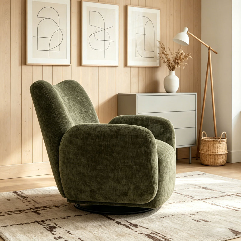 Fauteuil d'appoint pivotant à 360 °, Vert olive