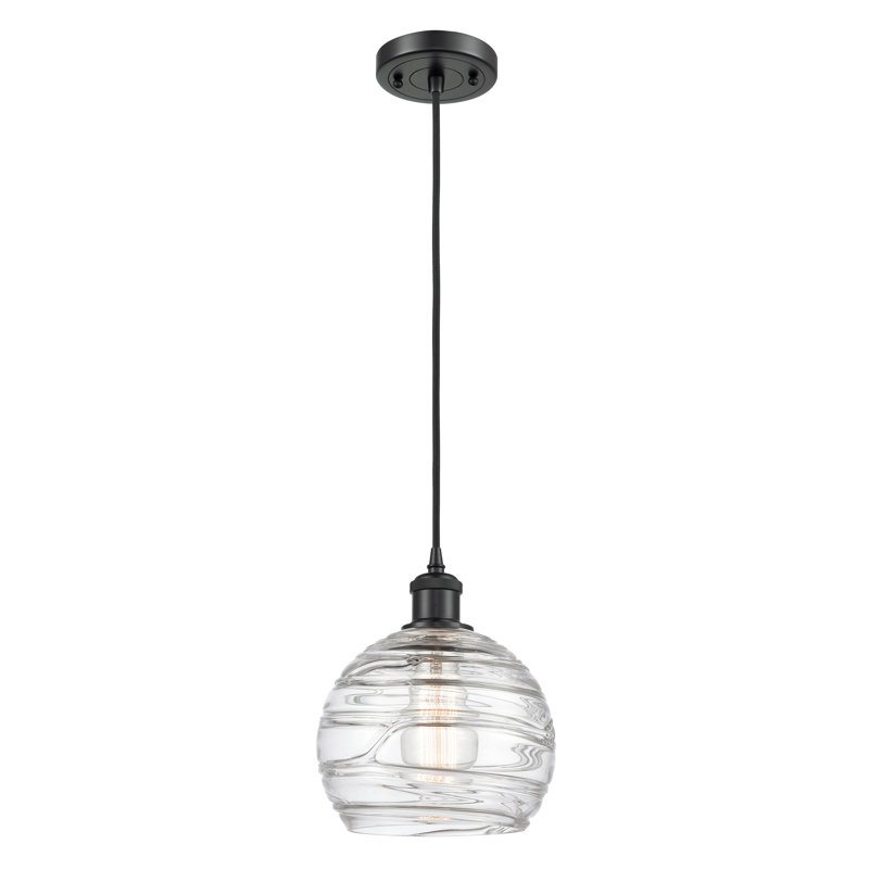 Luminaire suspendu en forme de globe à 1 lumière Mullins, Noir mat, Ampoule DEL rétro de 3,5 watts