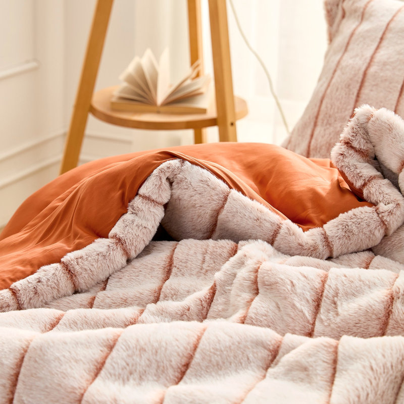 Ensemble d'édredon surdimensionné Coma, Brown/Orange, King Comforter + 2 King Shams